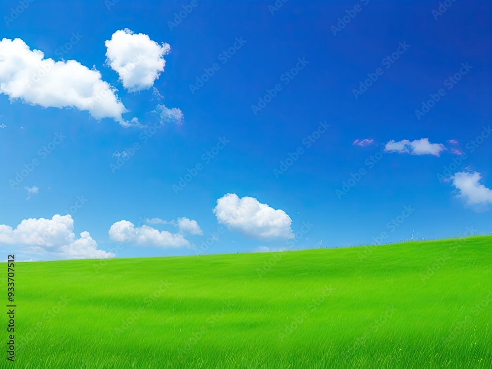 Gorgeously blurred blue sky with green grass in the backdrop Gorgeously blurred blue sky with green grass in the backdrop