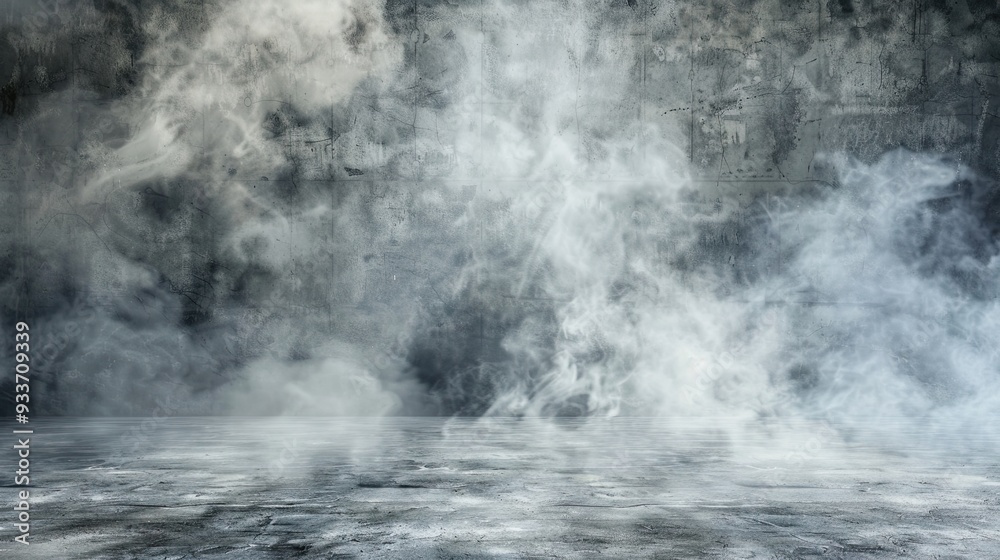 Room with concrete floor and smoke grey background Room with concrete floor and smoke grey background