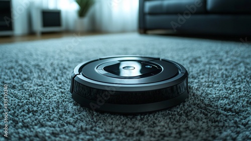 a robot vacuum cleaner on the carpet photo