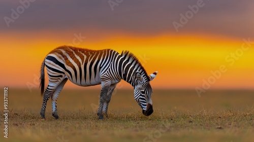 Zebra Silhouette Against Sunset Sky