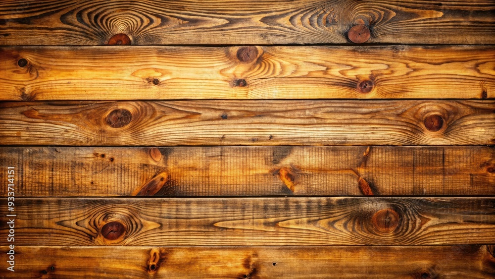 Naklejka premium Rustic wooden planks with a distressed, rough-hewn texture and natural brown color, creating a warm and earthy background for design projects and visual compositions.