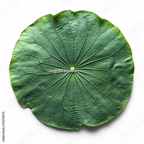 Vivid Green Lotus Leaf Isolated on White Background Showcasing the Beauty of Nature and Se