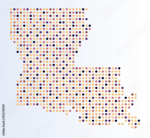 Map of Louisiana state from dots