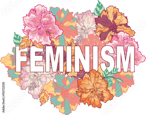 Feminist sticker with flowers photo