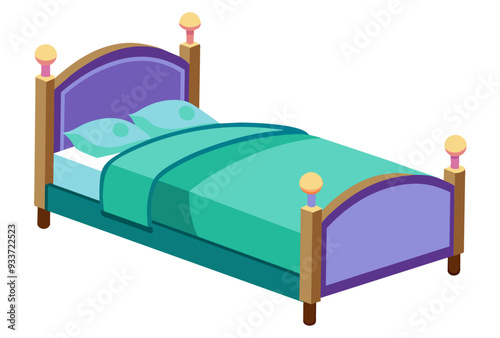  Beautiful sleeping bed vector art illustration 