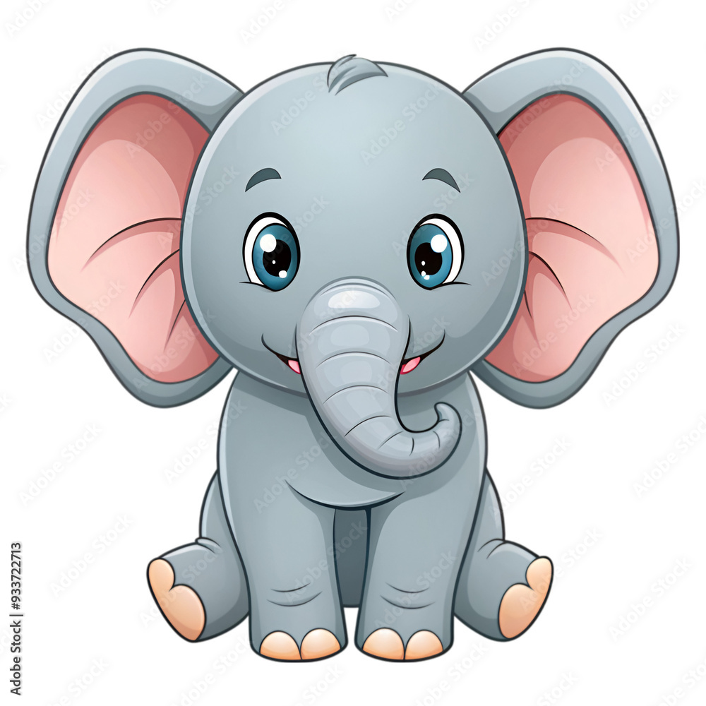 Fototapeta premium Cartoon cute baby elephant sitting