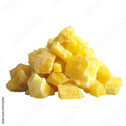 Vibrant Golden Sulfur Crystals on Plain Background photo