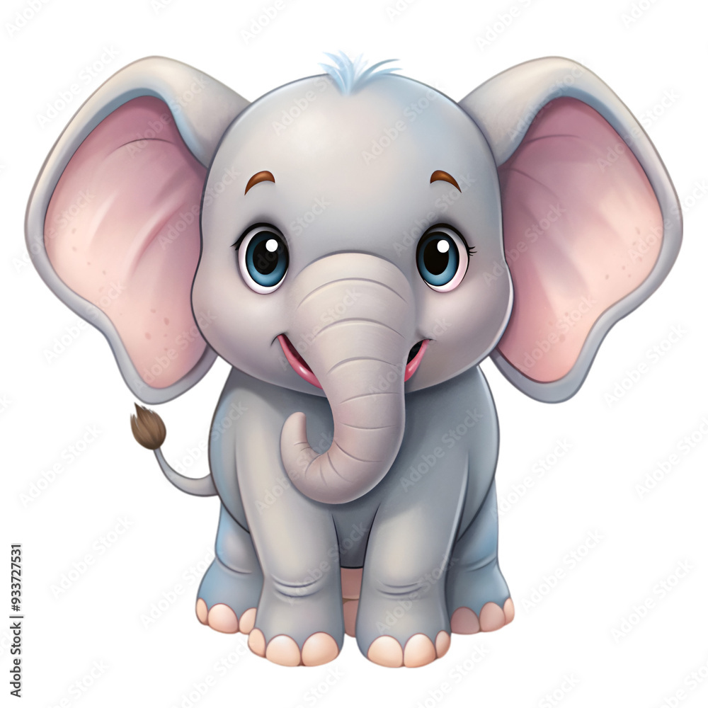 Fototapeta premium Cartoon cute baby elephant sitting