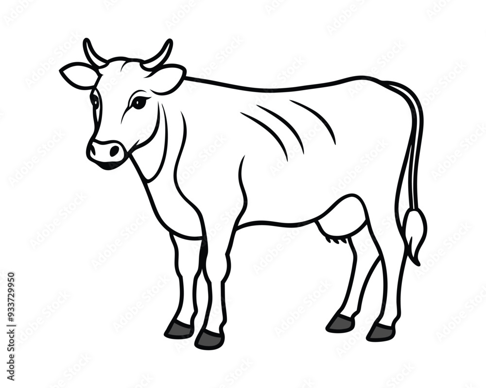 Cow silhouettes. Black and white colors. Hand drawn colored trendy Vector illustrations. Cow silhouettes. Black and white colors. Hand drawn colored trendy Vector illustrations.