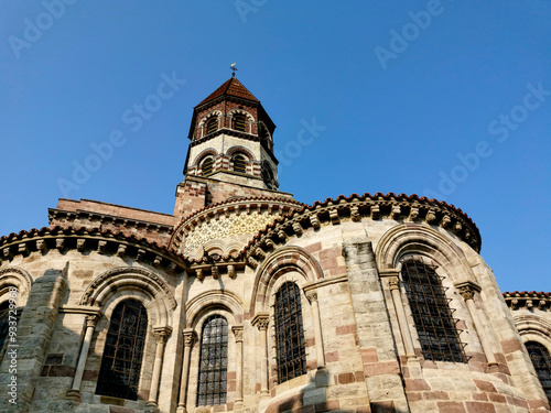 Brioude. Chevet de la Basilique Saint-Julien de style roman . Haute-Loire. Auvergne-Rhone-Alpes.France