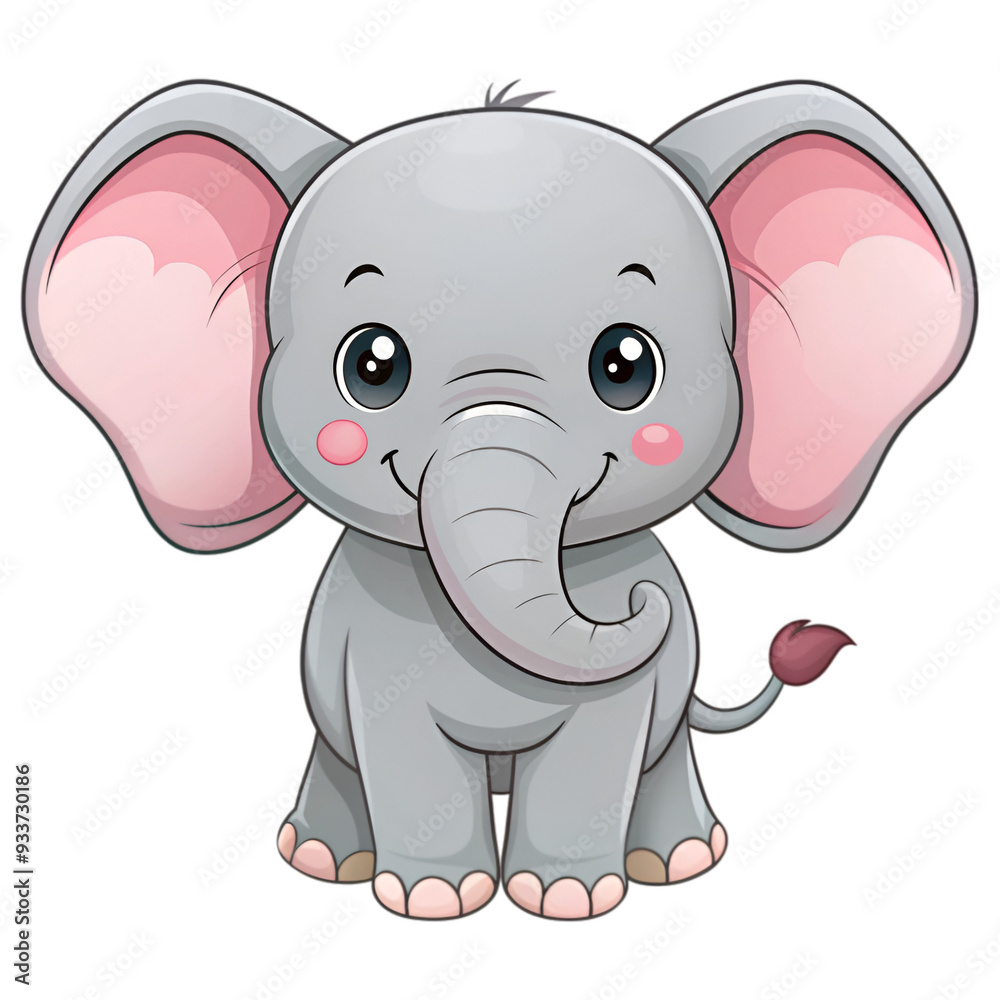 Fototapeta premium Cartoon cute baby elephant sitting