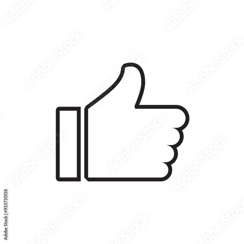 Like icon. Thumb up icon on white background.