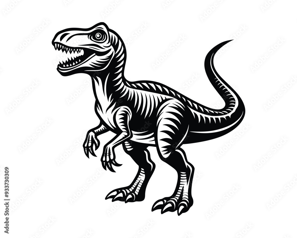 Fototapeta premium Dinosaurs Silhouettes. Vector illustration isolated on white background