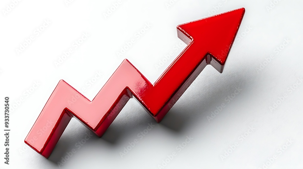 3D Red Arrow Pointing Upwards, Emphasizing Growth and Success 3D Red Arrow Pointing Upwards, Emphasizing Growth and Success