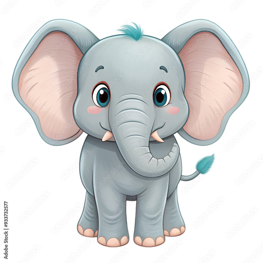 Naklejka premium Cartoon cute baby elephant sitting