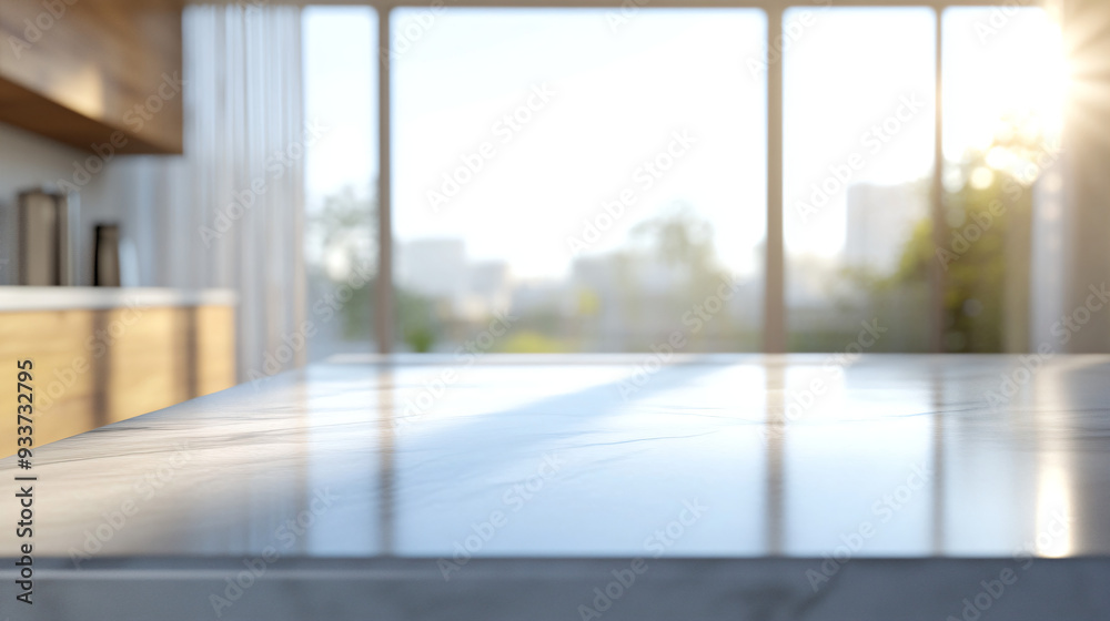 Marble Countertop Window View. Marble Countertop Window View.