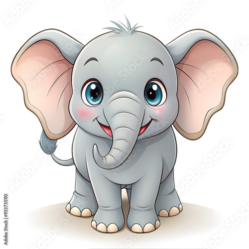 Cartoon cute baby elephant sitting