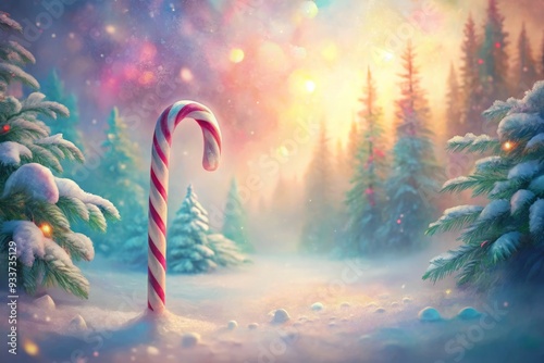 Festive Whimsy SoftFocus PastelWinter Wonderland SolitarySubject CandyCaneDreams GentleOilPainting WhimsicalComposition SoftContrast photo