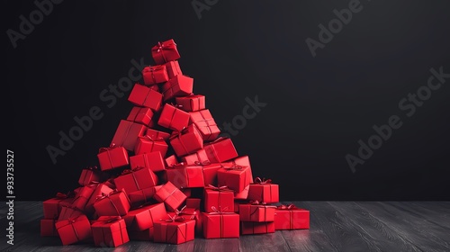 Red boxed arranged like christmas tree. photo