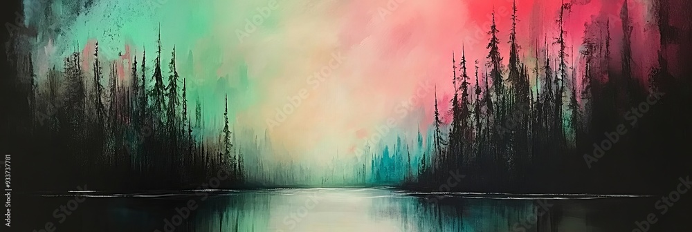 Obraz premium Fireworks reflecting on the water in shades of red and green