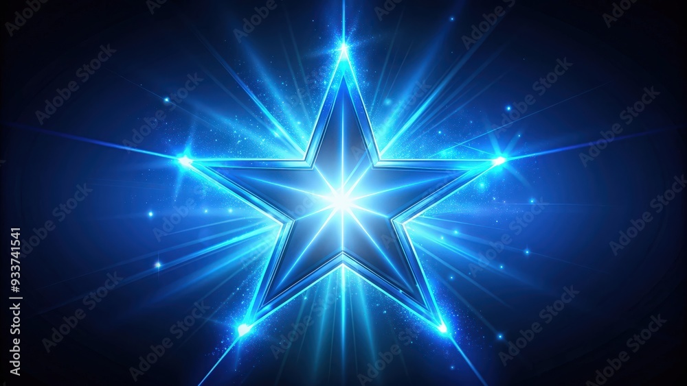 Fototapeta premium Blue glowing star with a radiant luminous effect, blue, glowing, star, light, bright, glow, celestial, magic, shiny