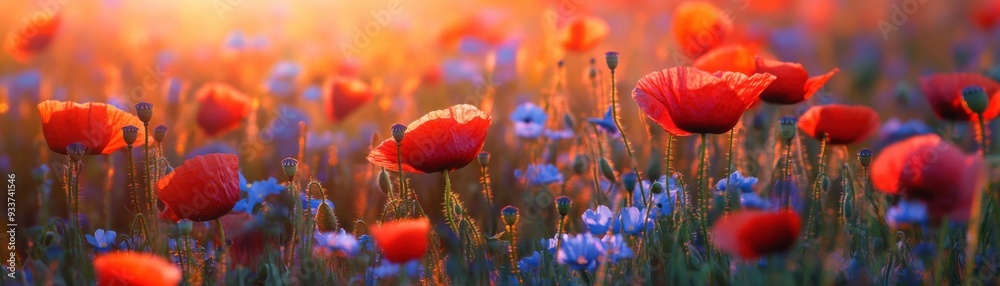 Obraz premium Sunlit Poppy Field