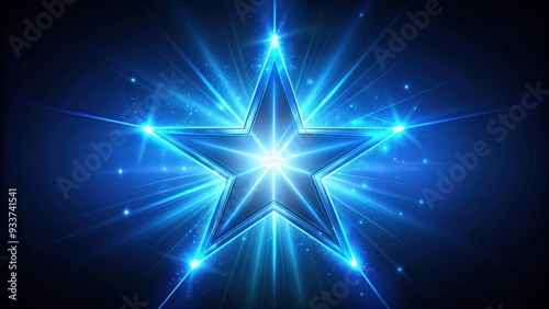 Blue glowing star with a radiant luminous effect, blue, glowing, star, light, bright, glow, celestial, magic, shiny