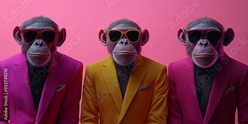 Stylish Gorilla in Sunglasses: Abstract Creative Concept with Pink Powder Explosion. AI-Generated Artistic Composition Featuring Sophisticated Primate, Perfect for Marketing, Urban Culture, and Modern