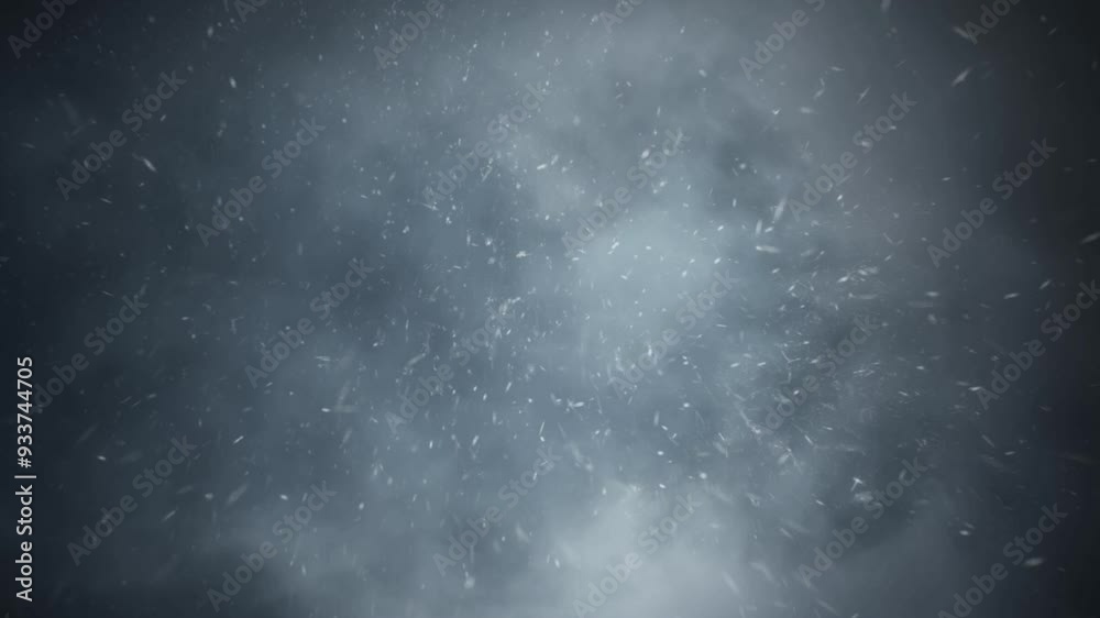 simulation heavy blizzard in black background from front