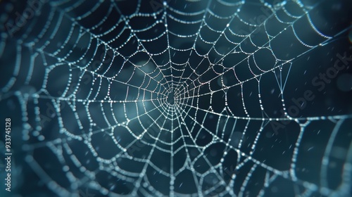 Delicate spiderweb with dew