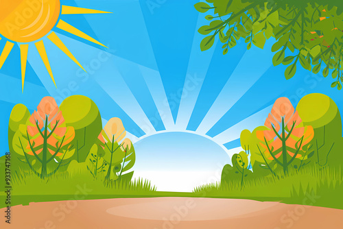 landscape with grass and flowers background