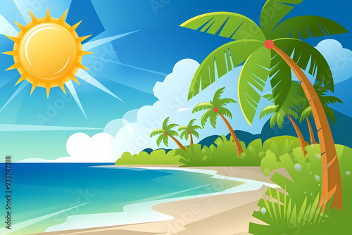 sun and trees summer theme background