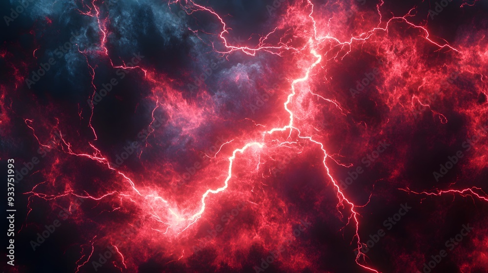 Red Lightning in Stormy Sky Red Lightning in Stormy Sky