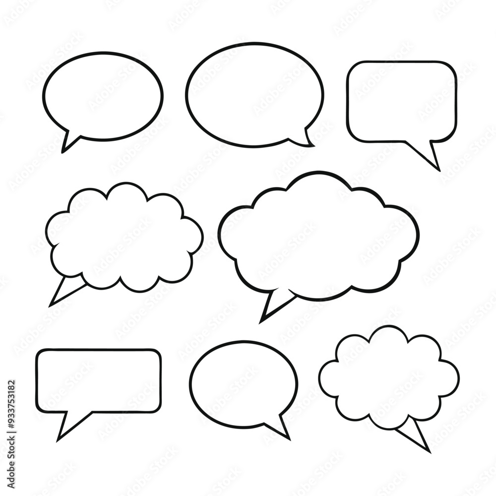 Line art speech bubbles bundle in vector format, perfect for clean, modern designs. Line art speech bubbles bundle in vector format, perfect for clean, modern designs.