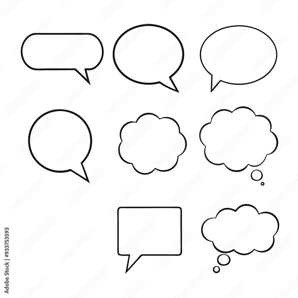 Line art speech bubbles bundle in vector format, perfect for clean, modern designs. Line art speech bubbles bundle in vector format, perfect for clean, modern designs.