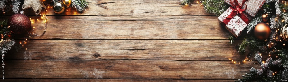 Naklejka premium Christmas Wooden Table Decoration
