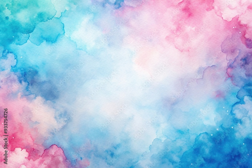 Fototapeta premium Abstract light blue and pink watercolor background seen from a high angle, painted, serene, elegant, vibrant, artistic, tranquil, art, top view, calming, gentle, pastel, texture, soft