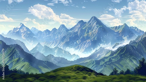 Mountain Range Landscape Illustration