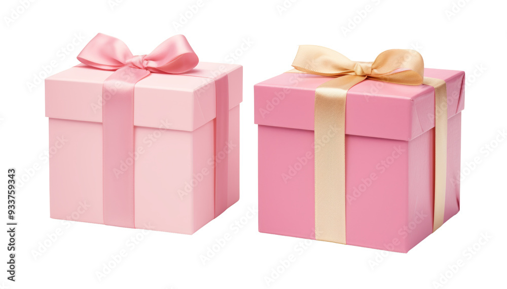 Obraz premium set of pink gift box isolated on transparent background cutout