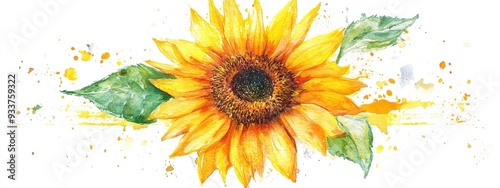 Sunflower in watercolor on a white background