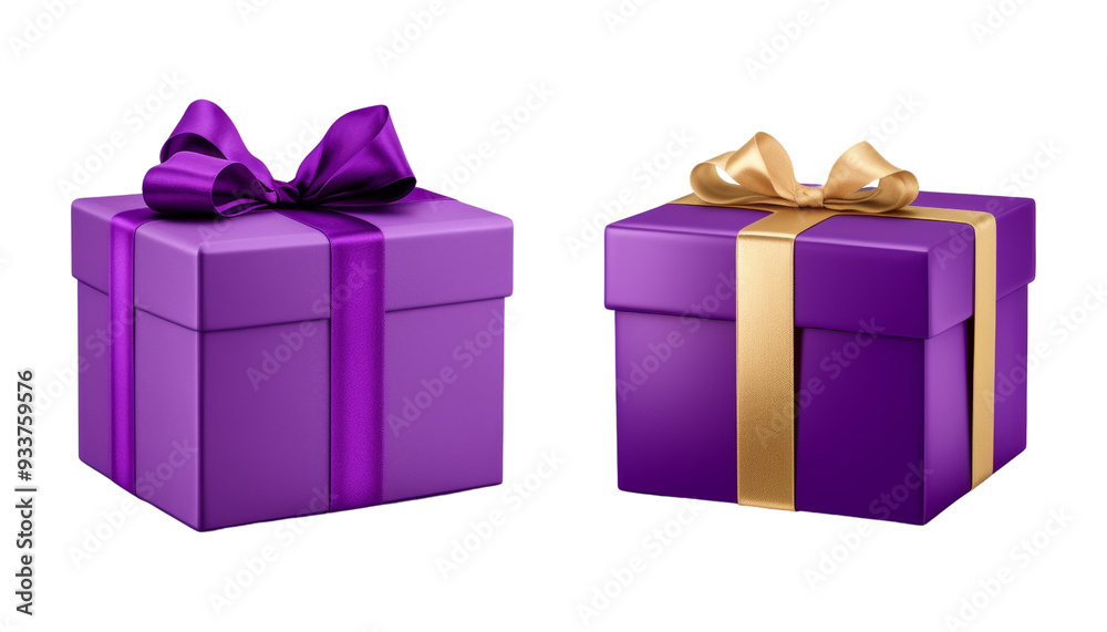 two purple gift box isolated on transparent background cutout two purple gift box isolated on transparent background cutout