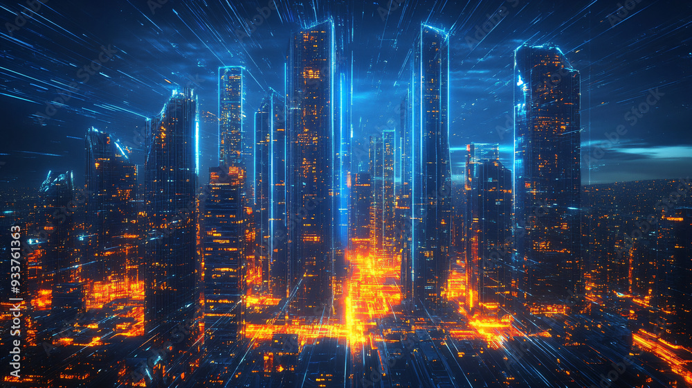 Fototapeta premium Digital Cityscape.