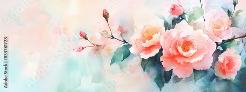 Watercolor artwork of spring blossoms featuring roses