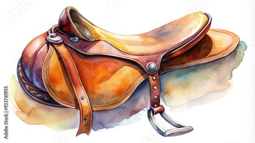 Abstract watercolor painting of a fluid saddle design with beautiful bleeds and blends , watercolor, art, abstract, saddle, fluid