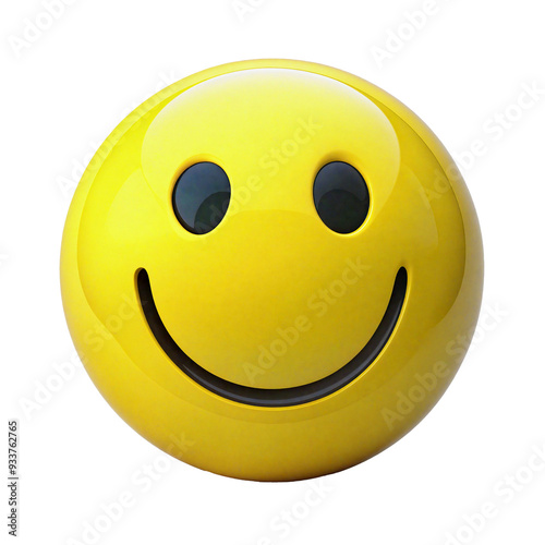 A bright yellow smiley face with a cheerful expression, symbolizing happiness and positivity. Transparent background