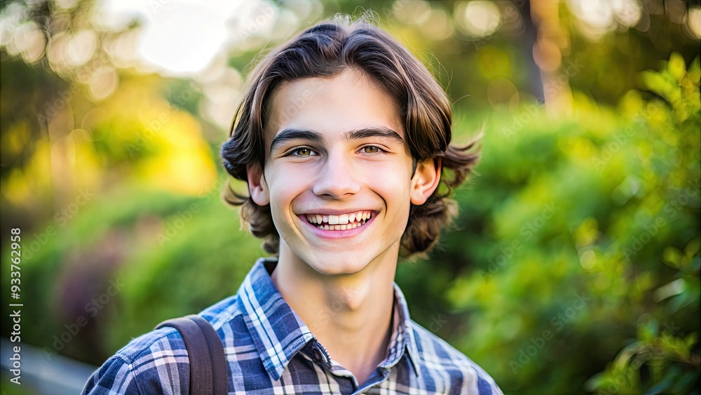 Smiling young adult with metal orthodontic braces and a confident expression, standing outdoors against a blurred natural background with a slight smile and relaxed posture. Smiling young adult with metal orthodontic braces and a confident expression, standing outdoors against a blurred natural background with a slight smile and relaxed posture.