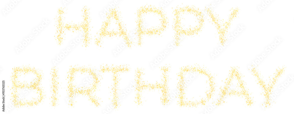 Happy Birthday text made of golden sparkles