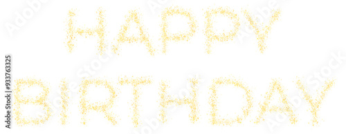 Happy Birthday text made of golden sparkles