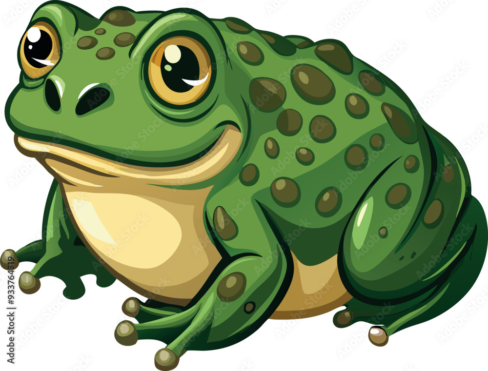 Big green toad smiling and resting on white background Big green toad smiling and resting on white background