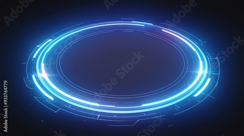 Bright blue ring on dark background